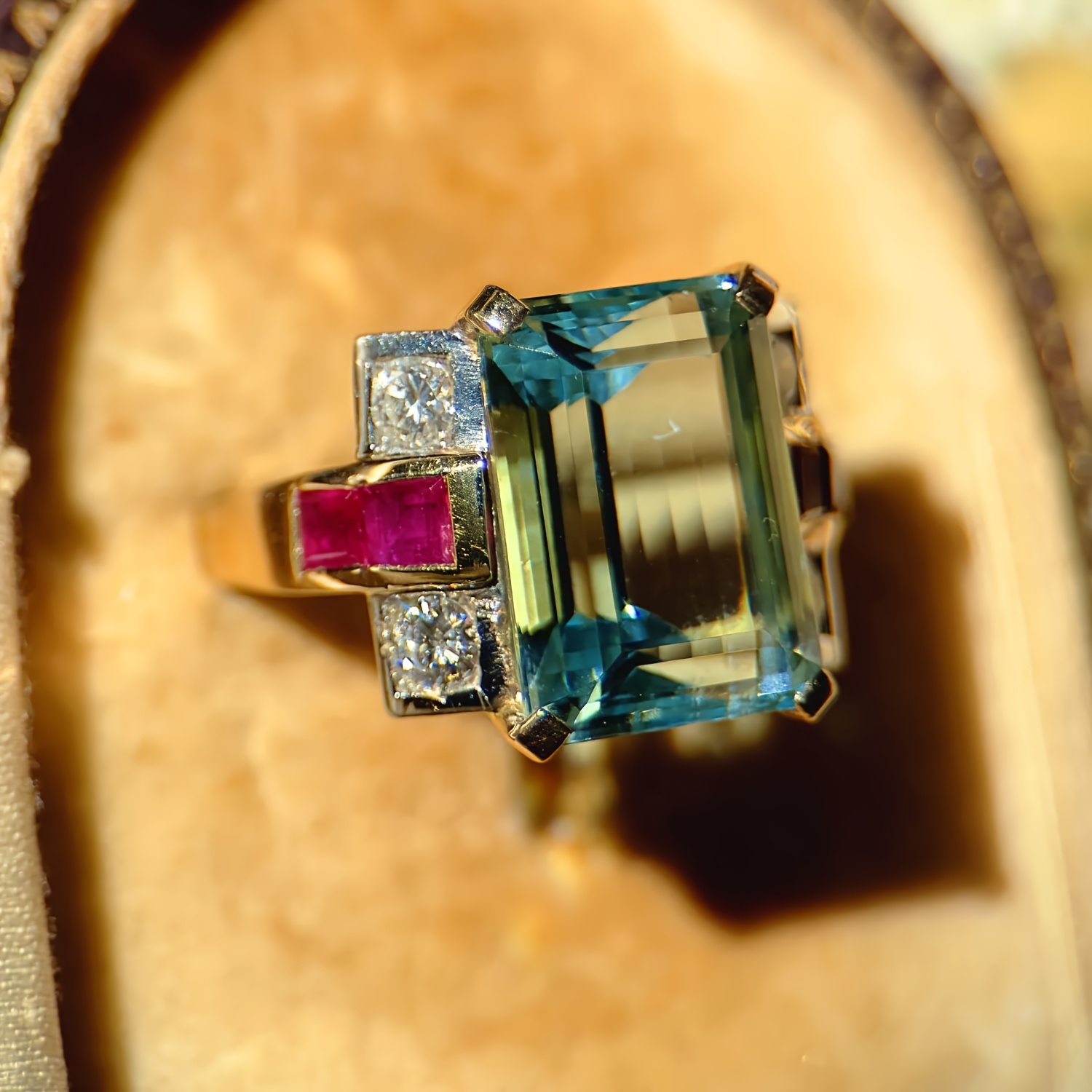 18K Gold-Plated Square Synthetic Zirconia Vintage Wedding Ring